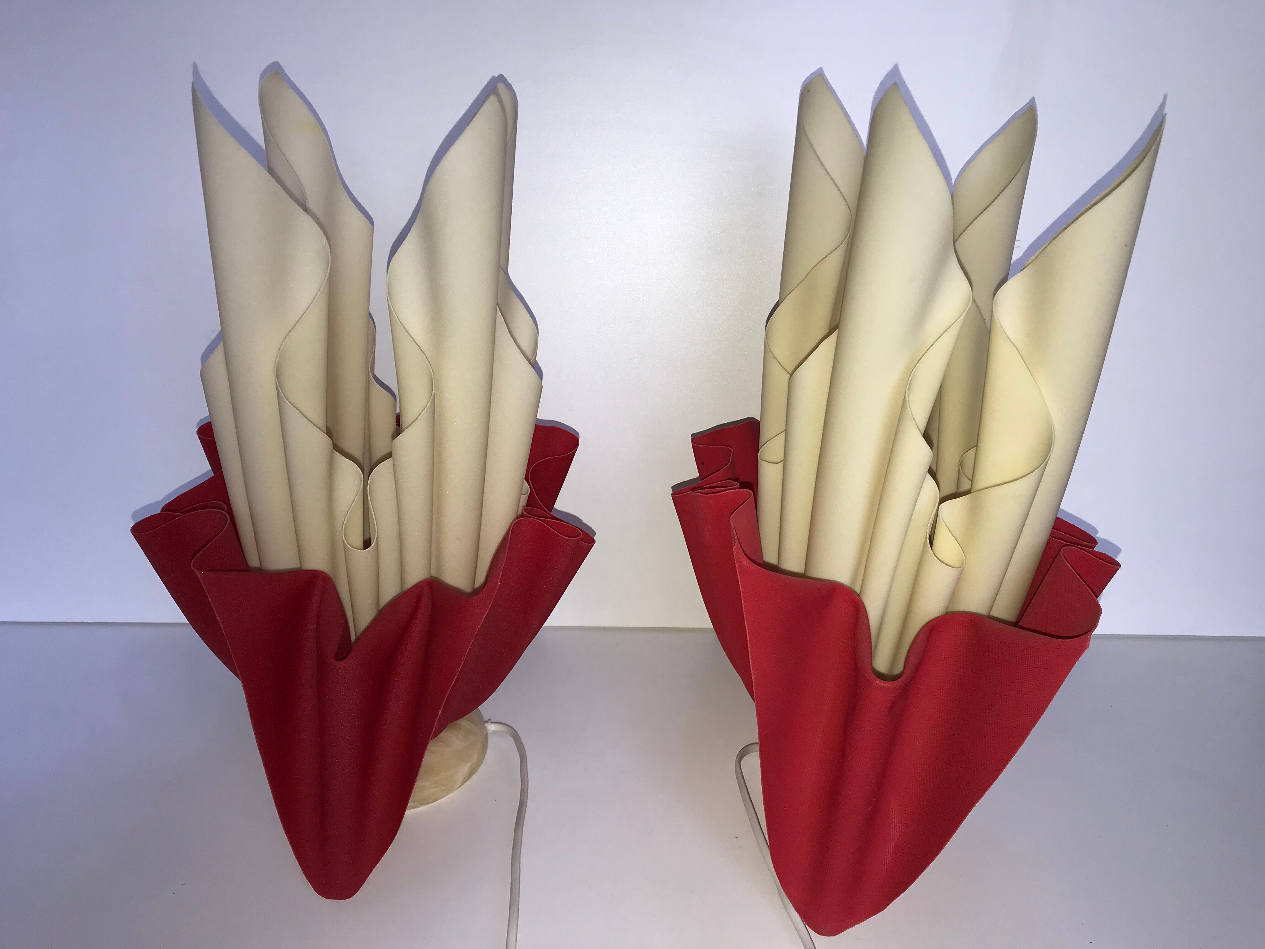 Pair of two-tone handkerchief lamps