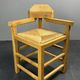 Dutch postmodern brutalist oak corner side chair with rush seat, 1970s