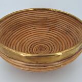 Circular rattan presentation cup rimmed with brass 1960/70 DLG Gabriella Crespi