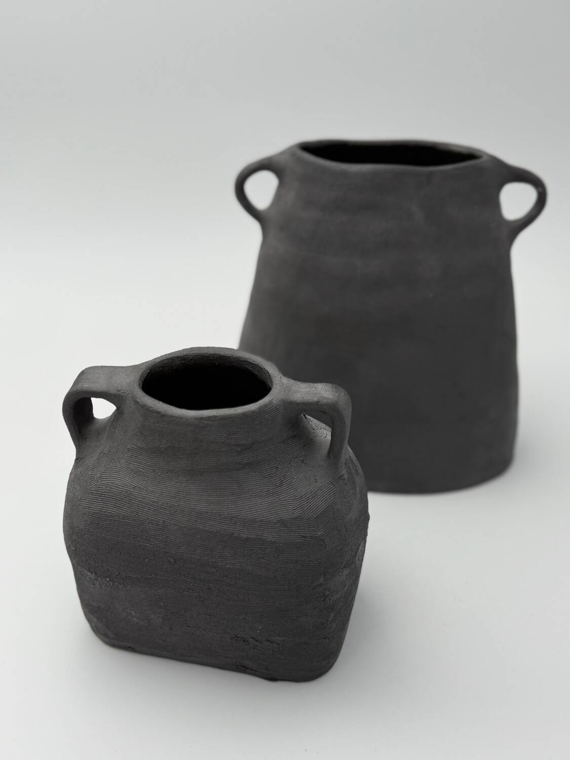 Black stoneware vase