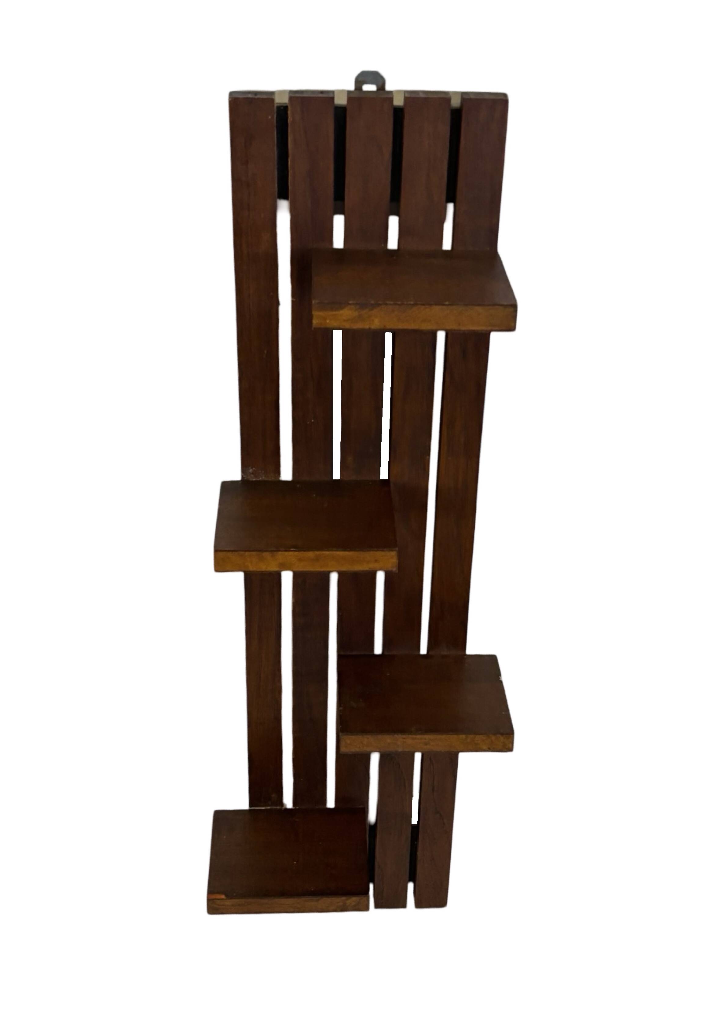 vintage wall shelf plant support, decoration oak wood