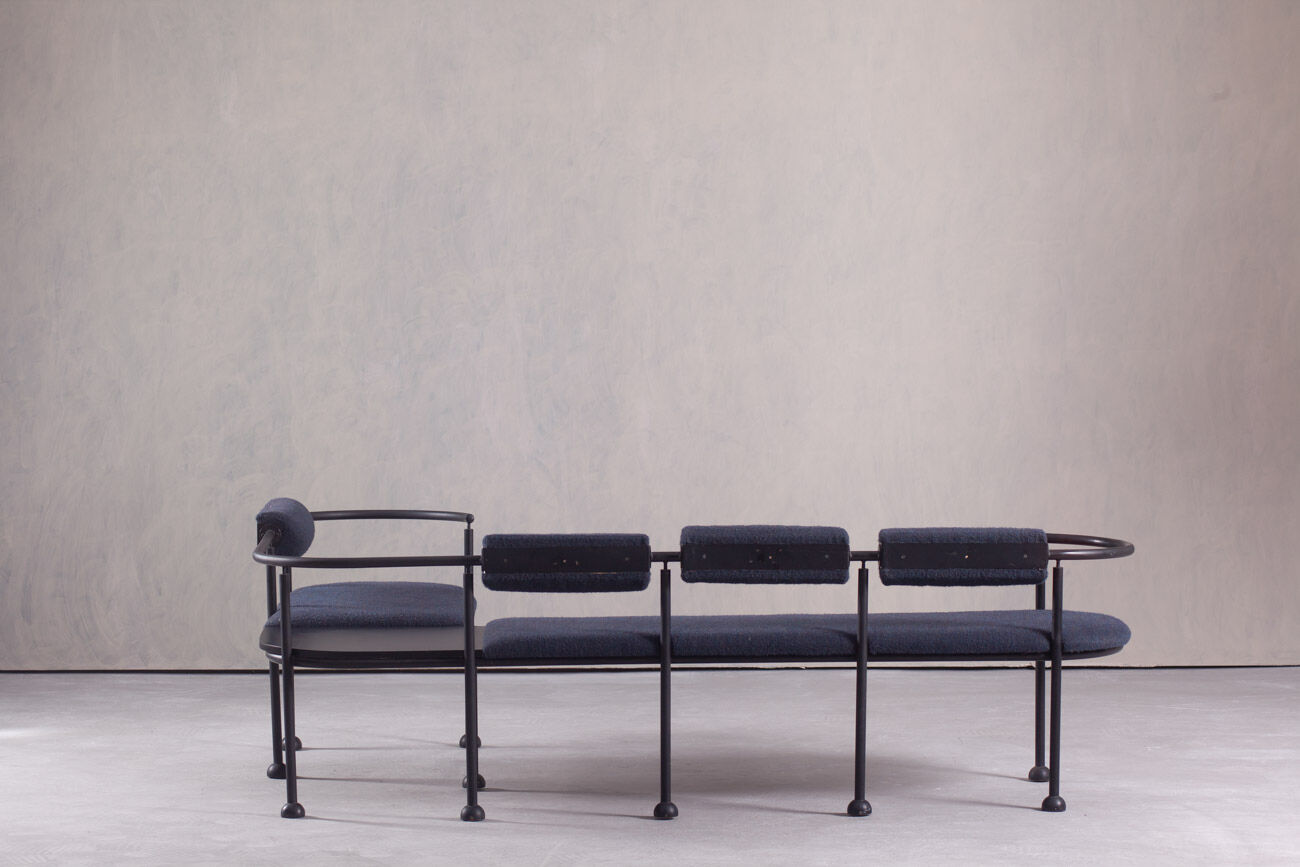 Postmodern steel and fabric bench, Italy, 1990s