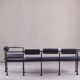 Postmodern steel and fabric bench, Italy, 1990s