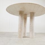 Round Italian travertine table from the 1970s