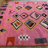 Moroccan handmade rug, beni ourain pink shag 150/250cm