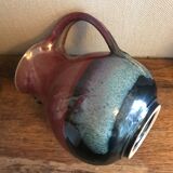 Pitcher carafe in enamelled sandies colors pink and blue