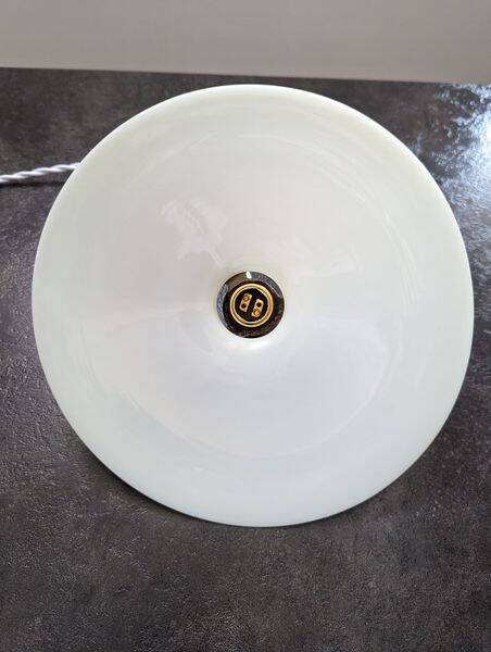 Old hanging lamp in white opaline Art Deco 1930 Ø 26 cm