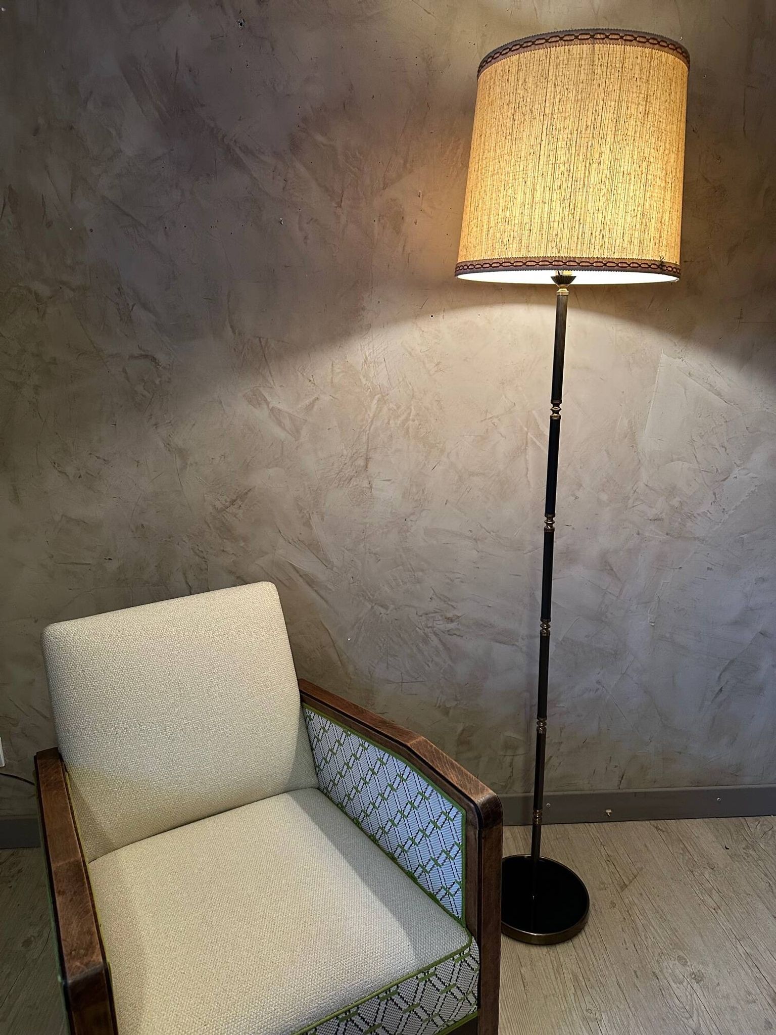 Brass and metal floor lamp