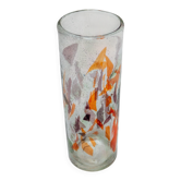 Vase italien vintage en verre Murano clair avec décoration de flocons "Mosaïque"