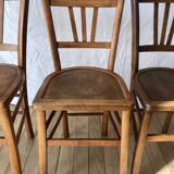 Set of 5 beech wood bistro chairs from the 1950s
