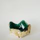 Ashtray in Fat Lava, flower neckline, yellow and green, 1970 - 15 x 7 cm