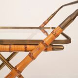 Cesare Lacca Cart in Faux Bamboo and Brass, 1950
