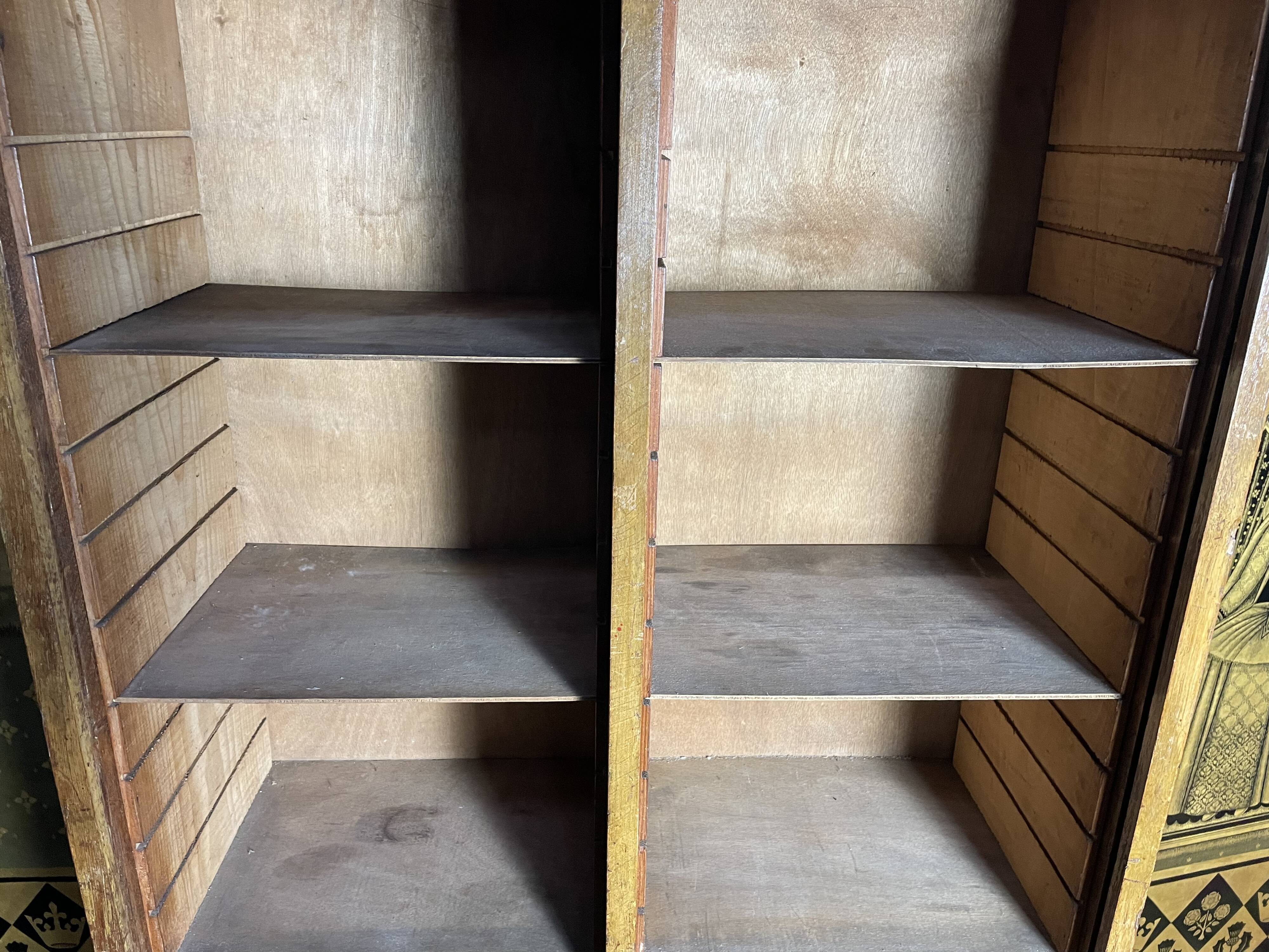 Double filing cabinet with notary curtains in solid oak 1950