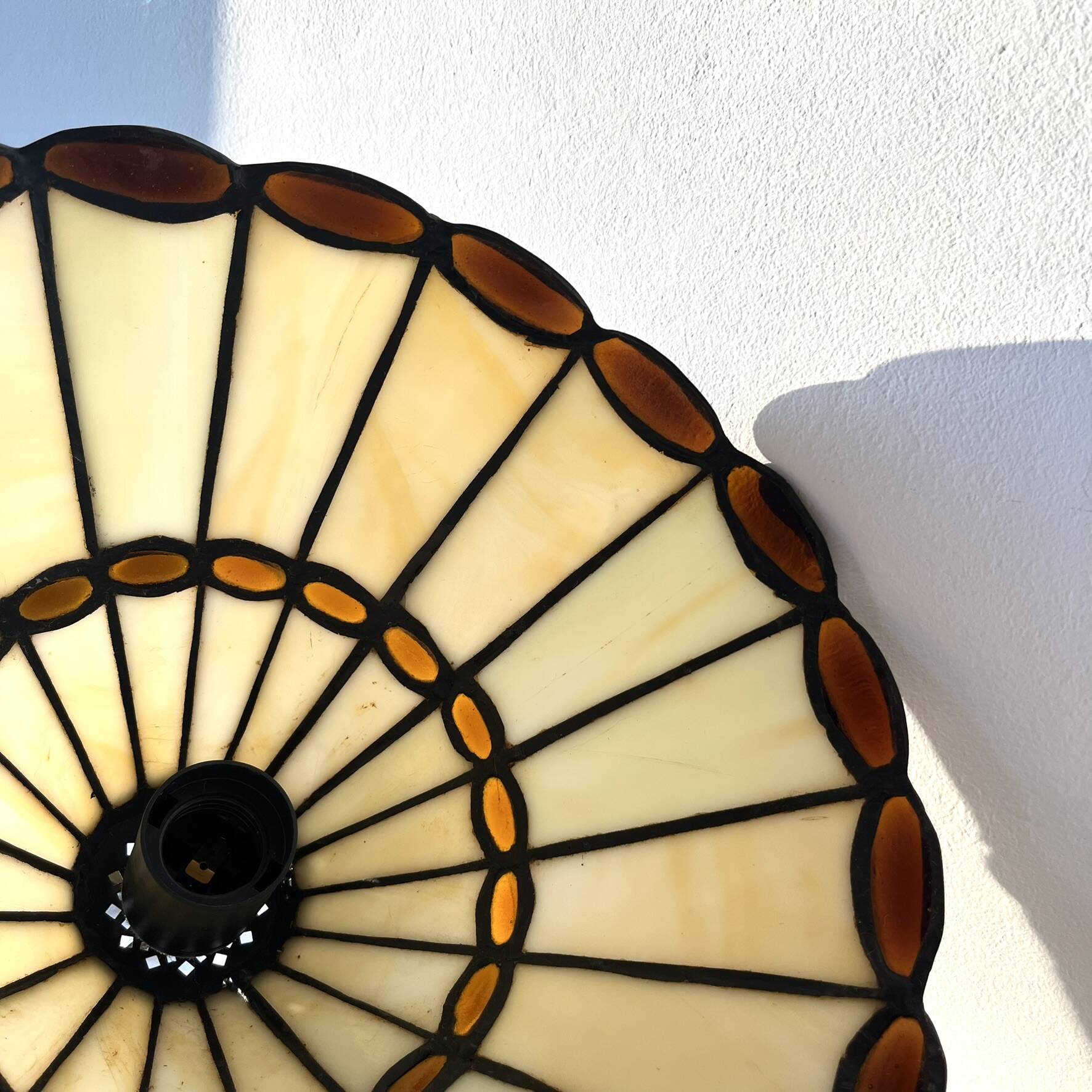 Pair of glass pendant lights in Art Nouveau Tiffany style