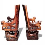 Pair of carved African armchairs