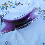 Empty pocket in mauve and transparent blown glass