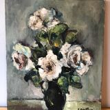 Oil on canvas, bouquet, Pierre Papillaud