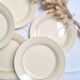 Vintage cream, orange and blue dinner plates.
