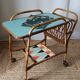 Vintage bamboo and rattan serving cart