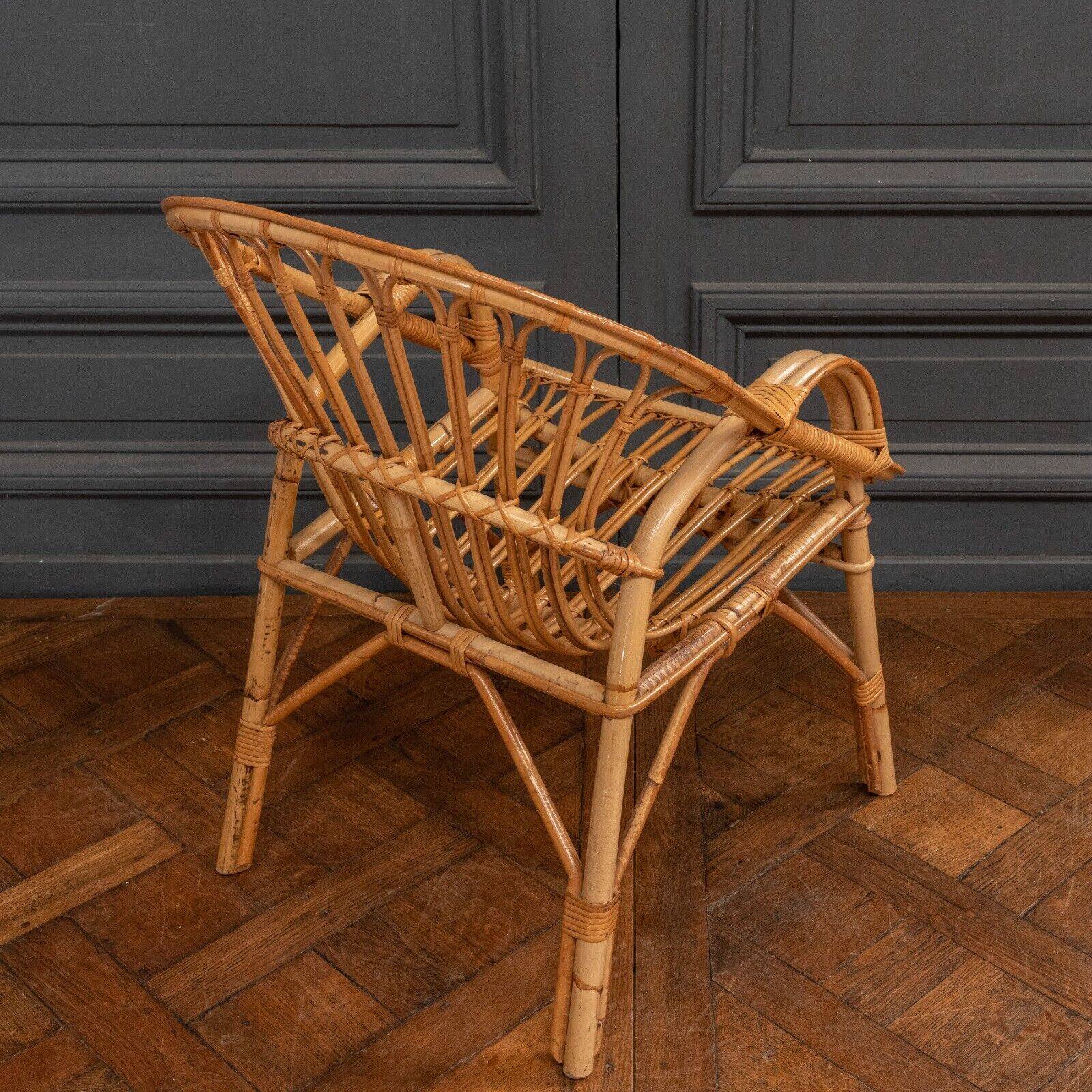 Suite of three rattan armchairs 1960 with original patina