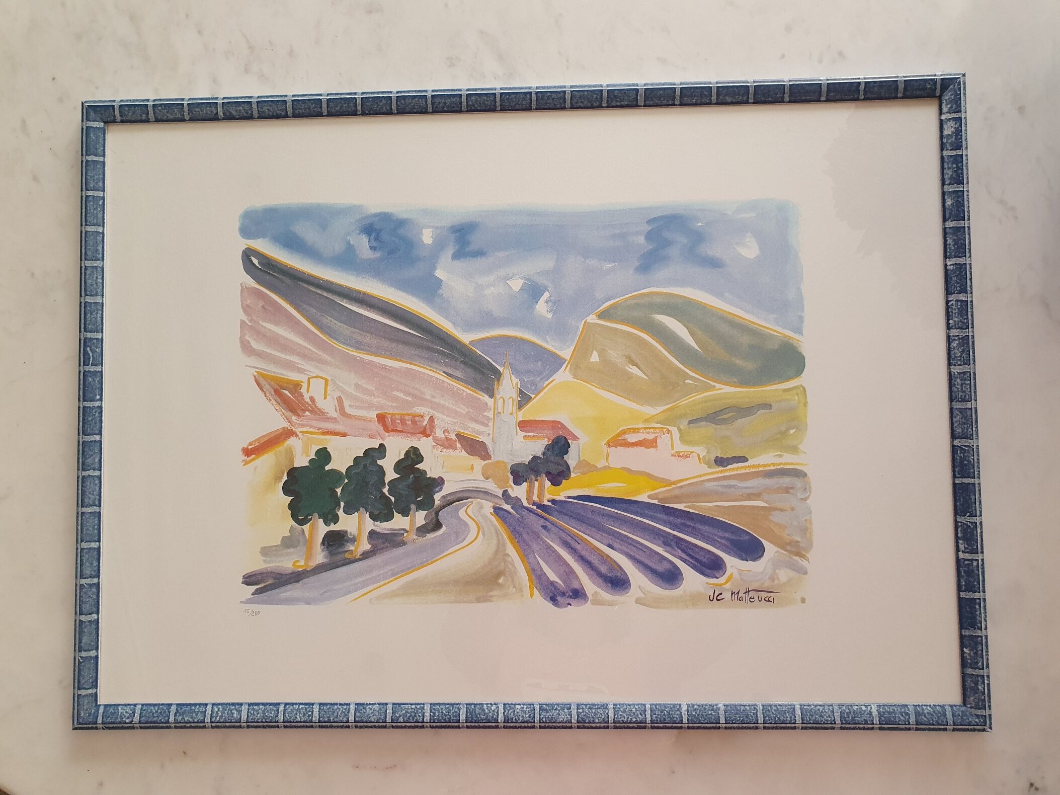 Engraving colorful landscape jc mateucci