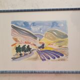 Gravure paysage coloré jc mateucci