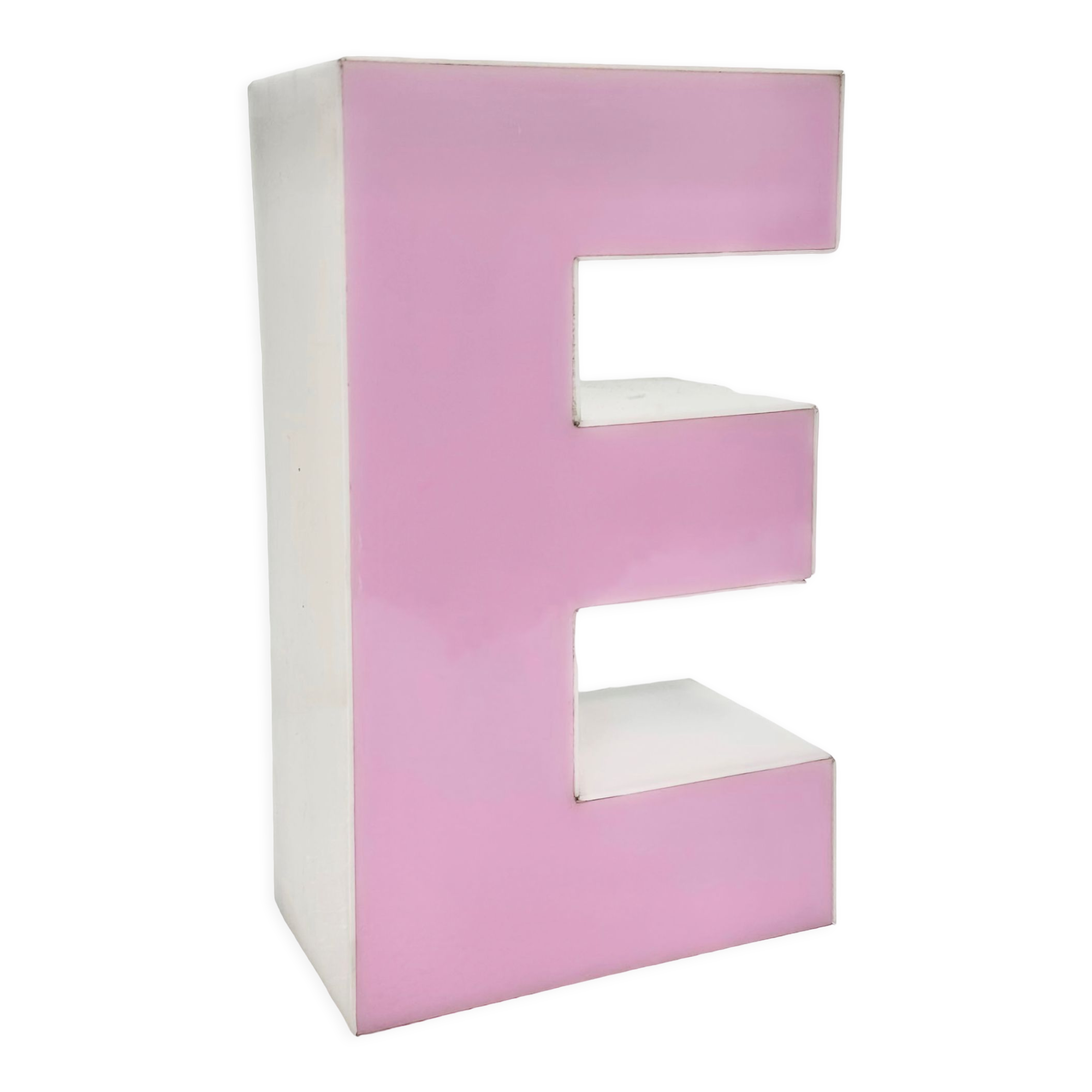 Vintage pink illuminated letter e , 1970s