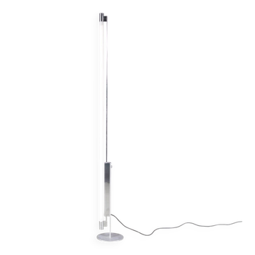 1990s Trapez chrome floor lamp with white tube by Erwin Egli for Ribag Swiss