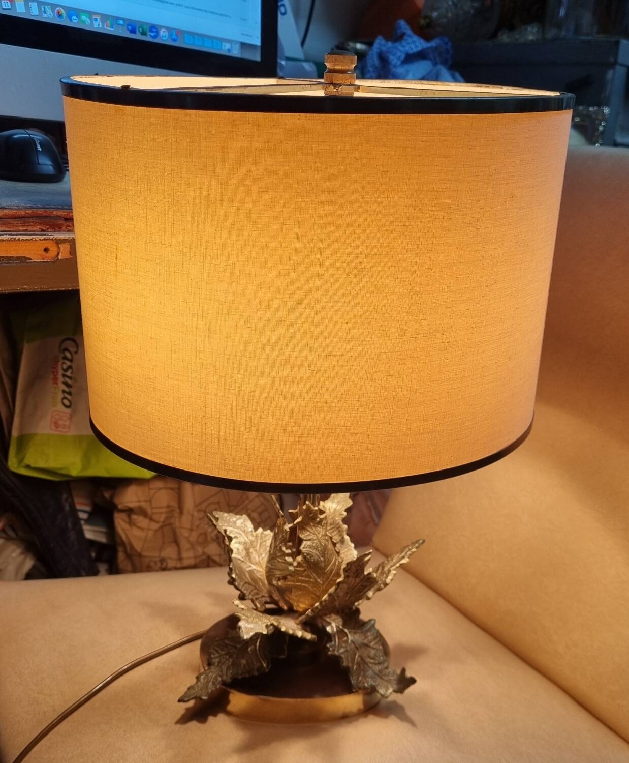 table lamp, bronze foliage Circa 1960