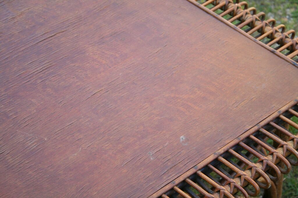 Vintage rattan lounge set 4 armchairs and table
