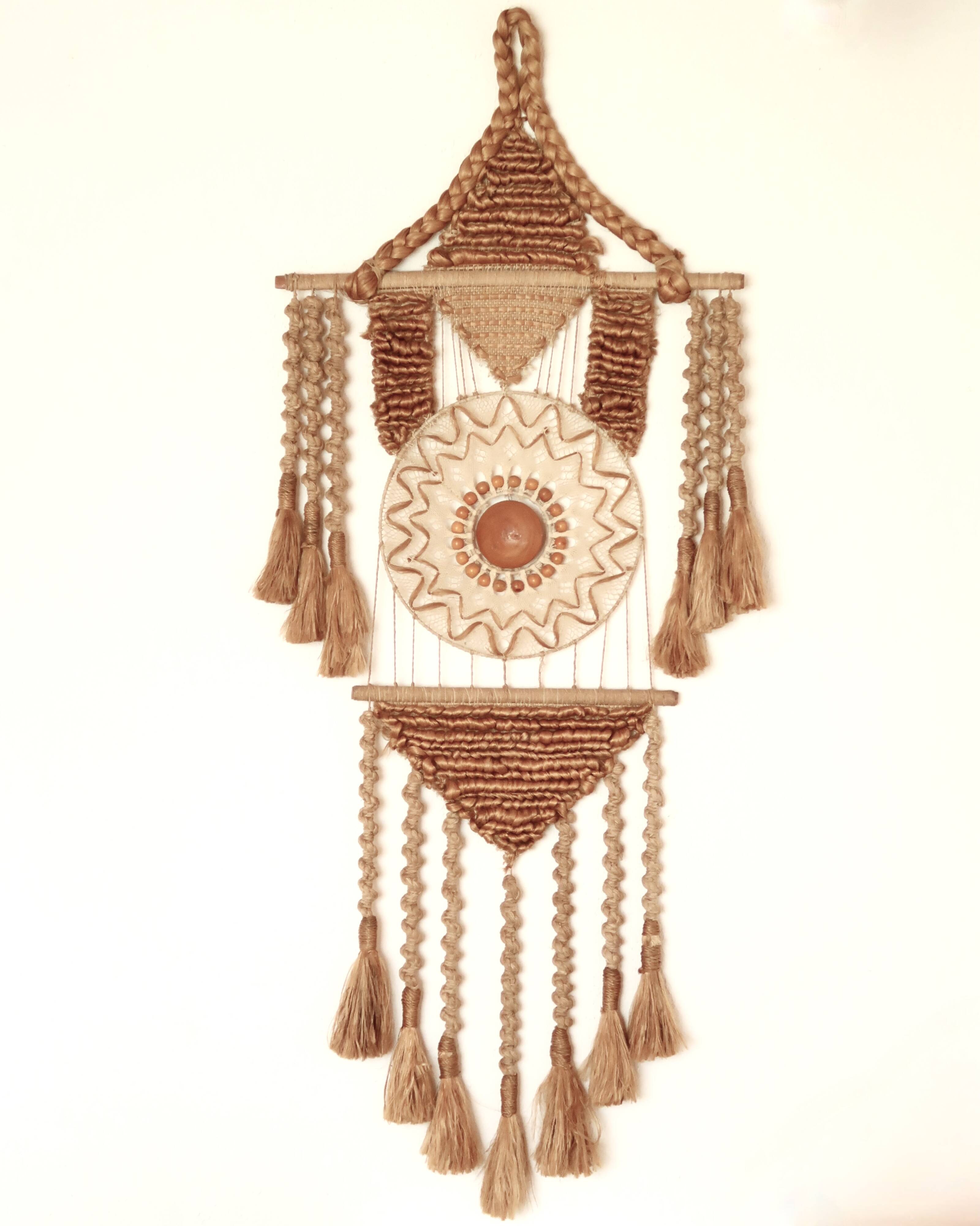 Braided macramé wall decor, 70s