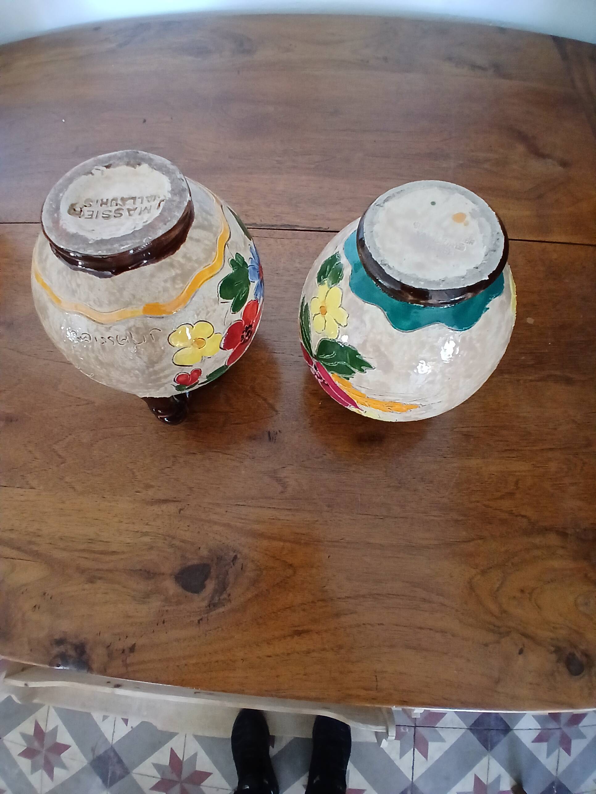 Vase Vallauris Massier with floral patterns,