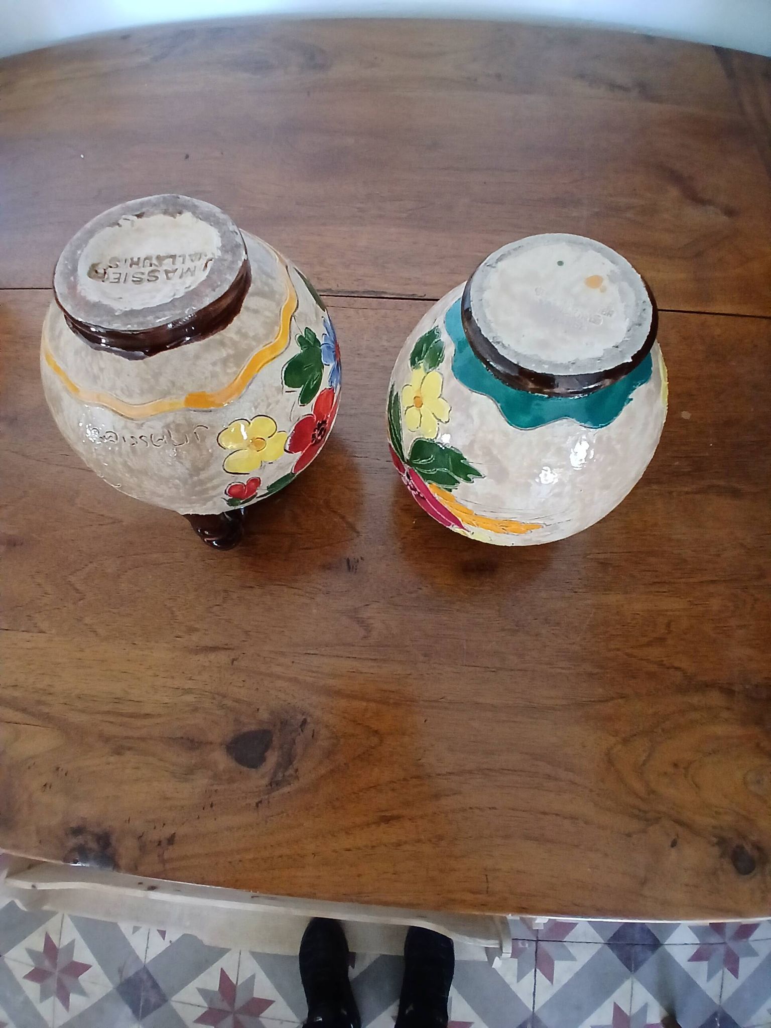 Vase Vallauris Massier with floral patterns,