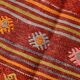 4x7 Red Orange Striped Handmade Wool Kilim Rug