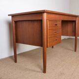 Swedish extendable teak desk, sliding unit and folding extension 1960.