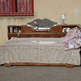 Cozy set and Art Deco bed in solid walnut