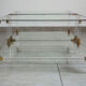 Paire de tables basses italiennes plexiglass, verre et laiton années 70