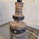 Ceramic lamp with openwork design and double lighting