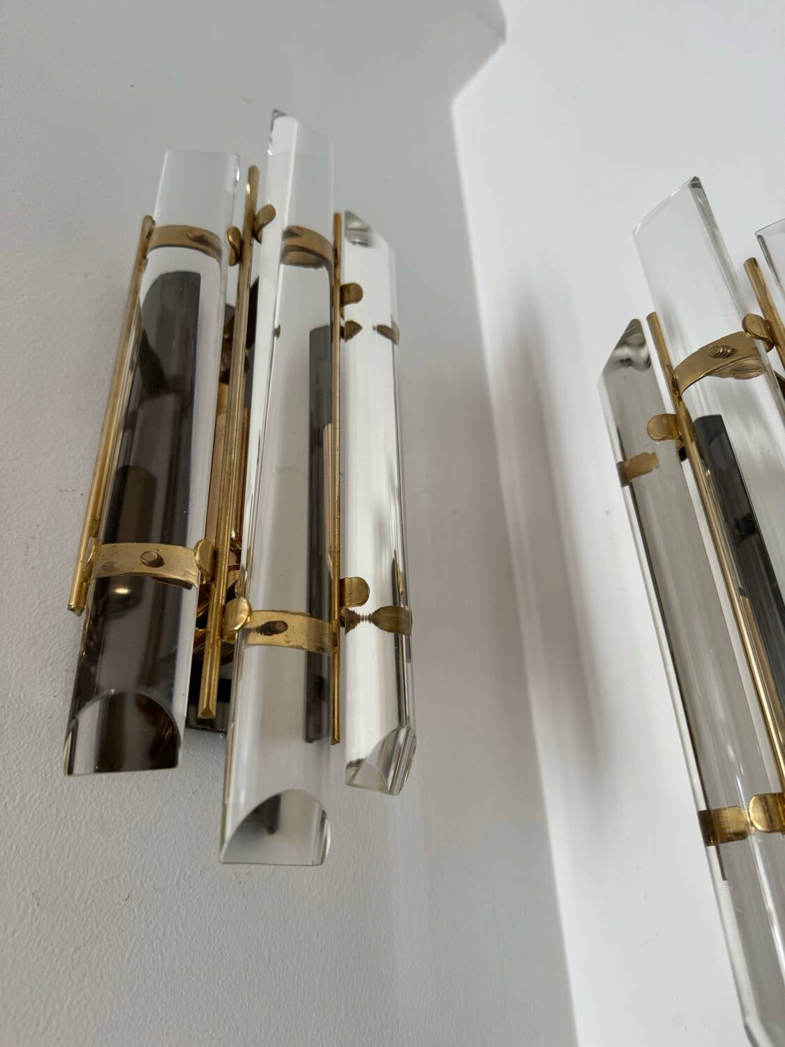 Crystal baguette wall lights from the 80s