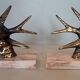 Pair of art deco swallows bookends