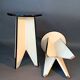 Pair of black and white lacquered wooden stools 1950/1960 Vintage.