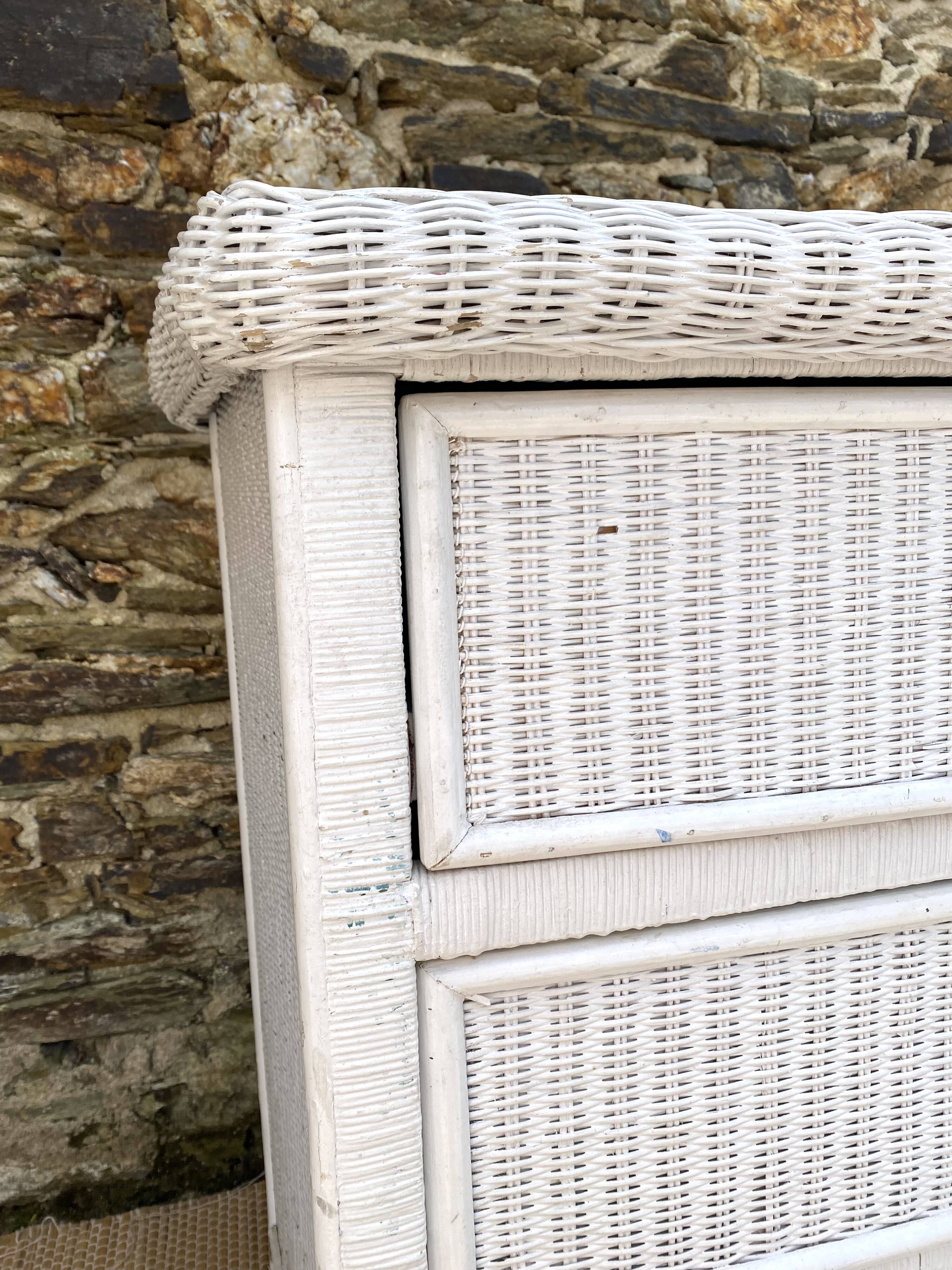80s rattan chest of drawers