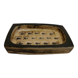 Square ashtray/stoneware bowl with sung glaze from royal copenhagen - designed by jørgen mogensen