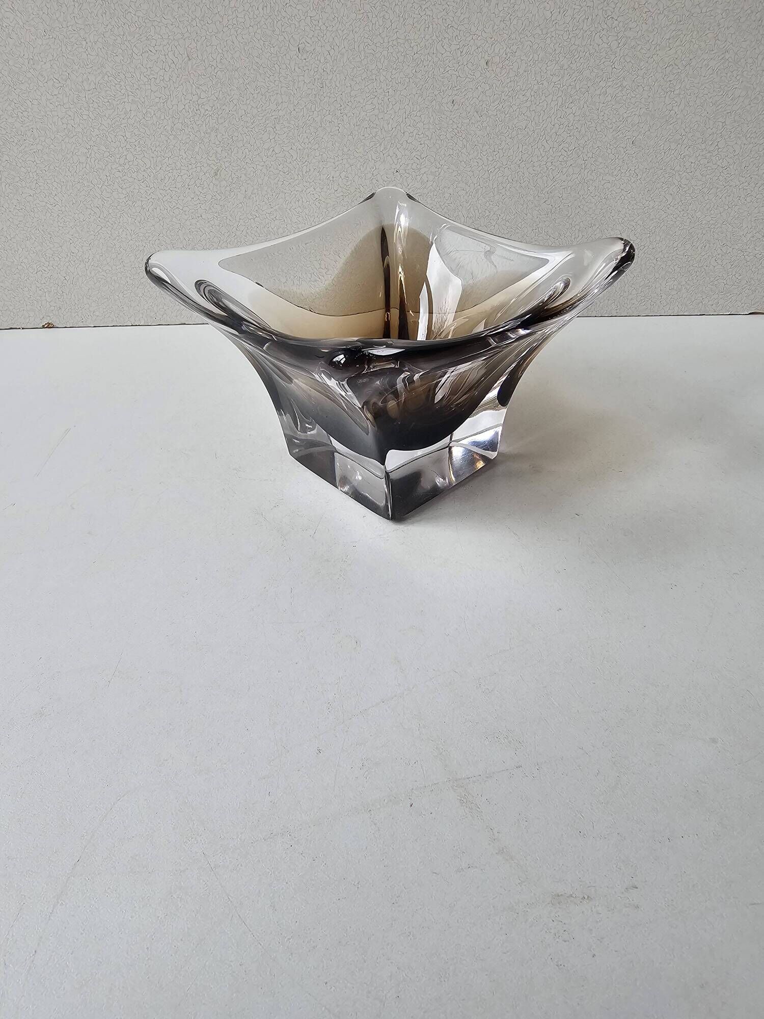 Murano Sommerso transparent brown glass catchall