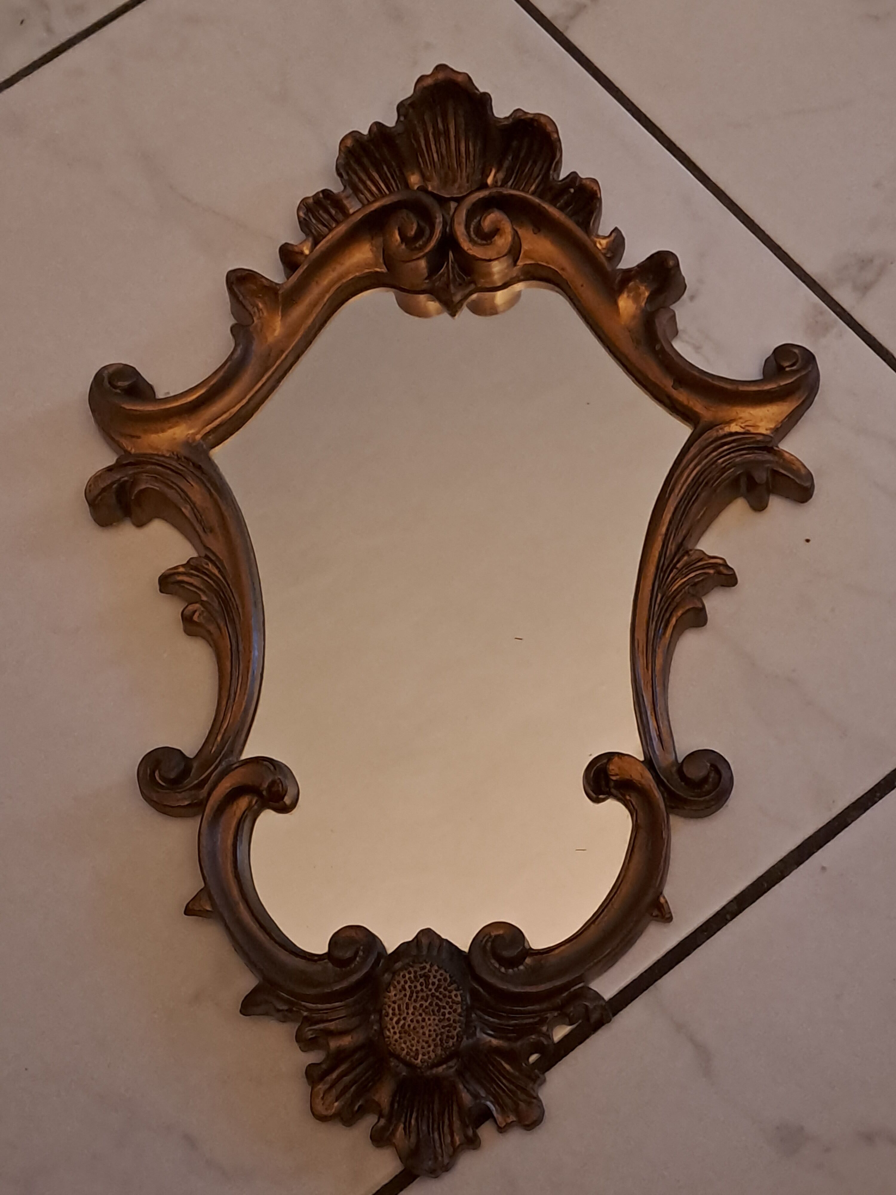 Baroque style mirror gilded wood glass vintage decoration
