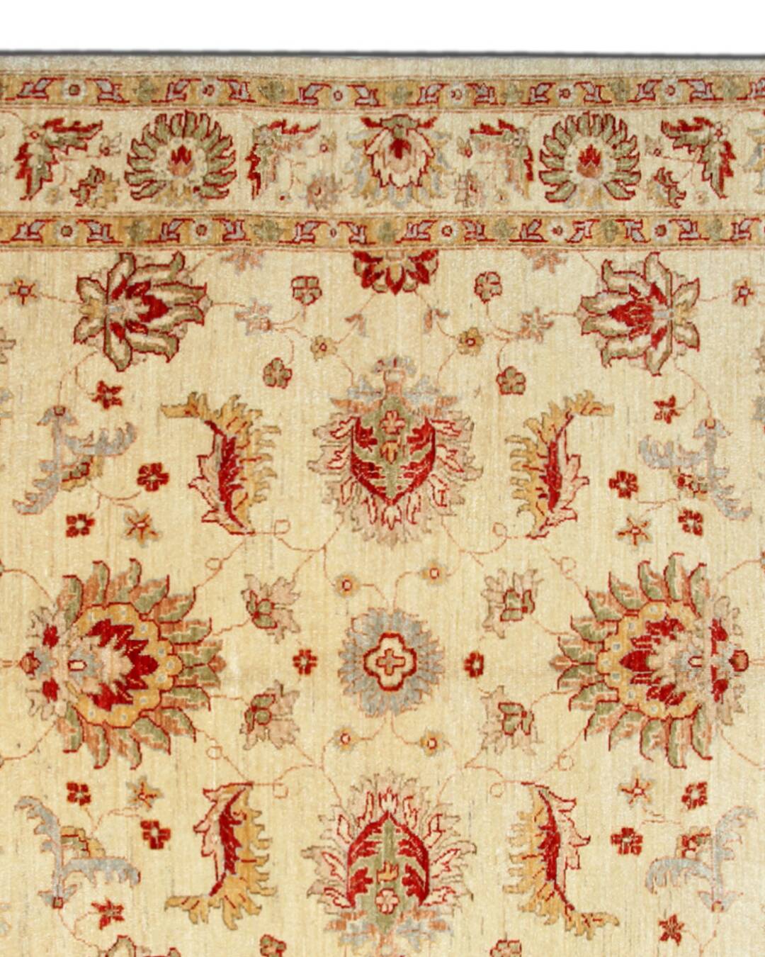 Handmade Cream Wool Floral Rug, Modern Oriental Living Room Carpet 176x228