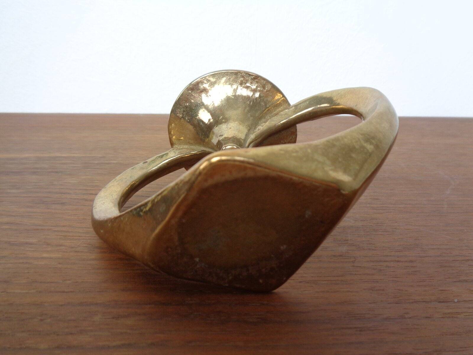 Brutalist Heart-Shaped Bronze Candlestick by Michael Harjes, 1960s