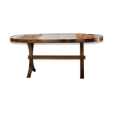 Oval coffee table in ceramic and metal – 1970s