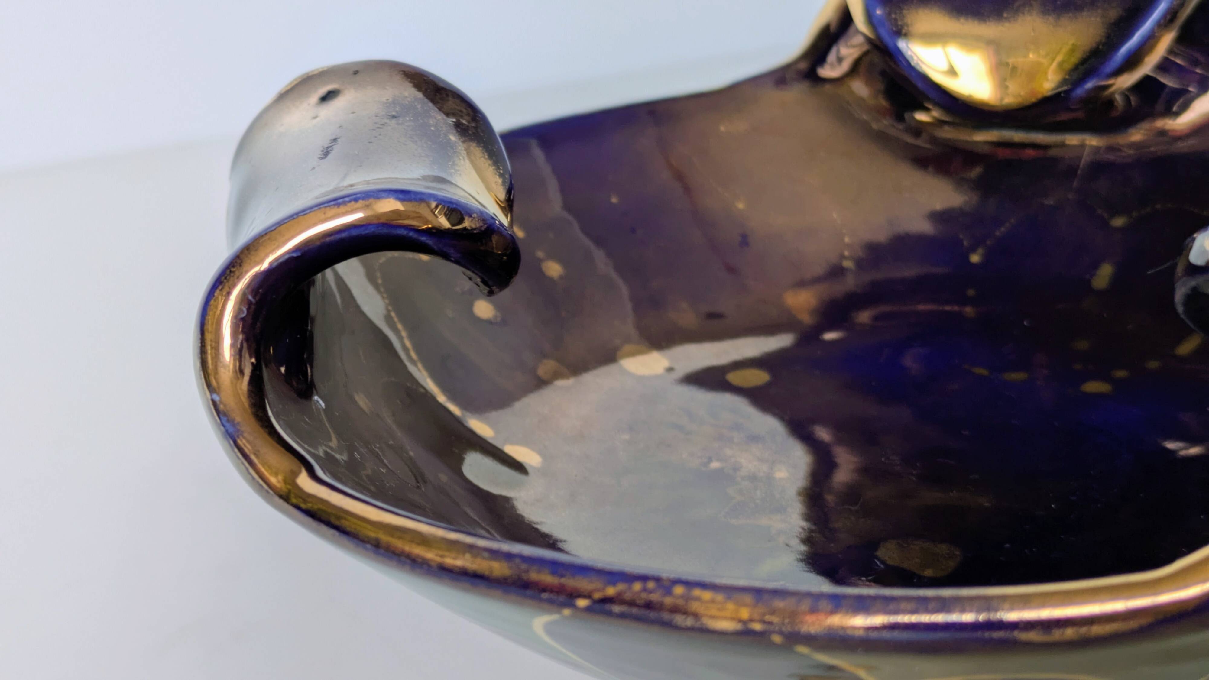 Tripod Ashtray Dish in Ceramic - Alcy Paris - Lustrous Enamel and Gold