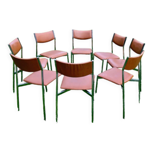 Ensemble de 8 chaises - 1970 skai